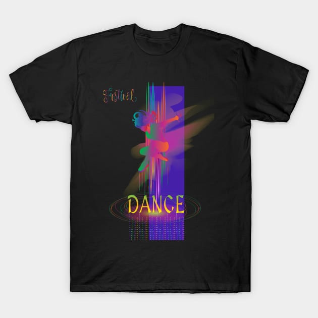 Modern Dance and JAZZ MUSIC Festival Hip Hop, POP Music Lover, Woman Dancer t-shirt futuristic design Abstract Art T-Shirt by sofiartmedia